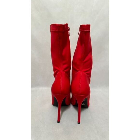 Boohoo Ankle Sock Top Slip-On Stiletto Nylon Bootie Sz 7M - Picture 4 of 5